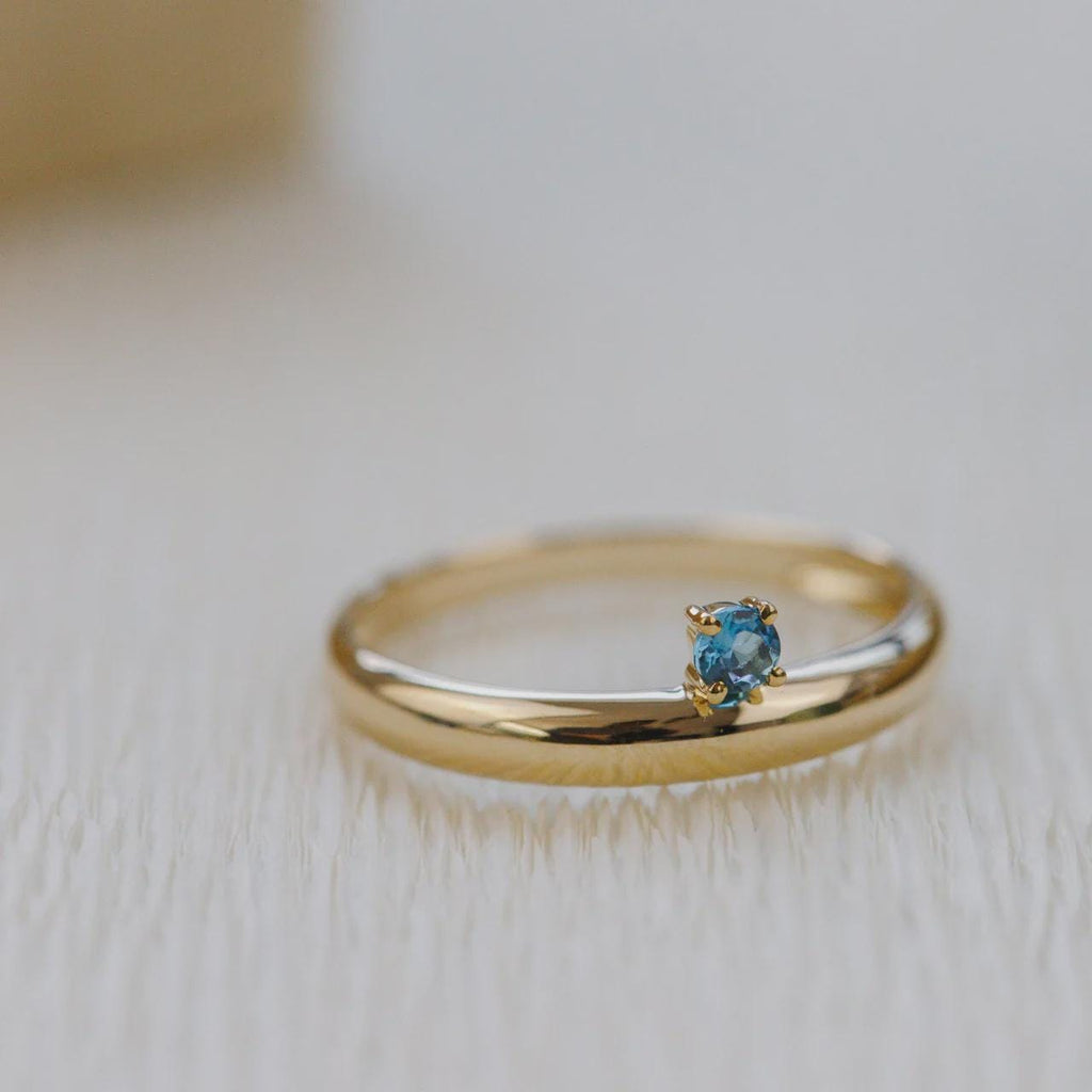 London Blue Topaz Wedding Band Half Eternity Gold | Anima jewels