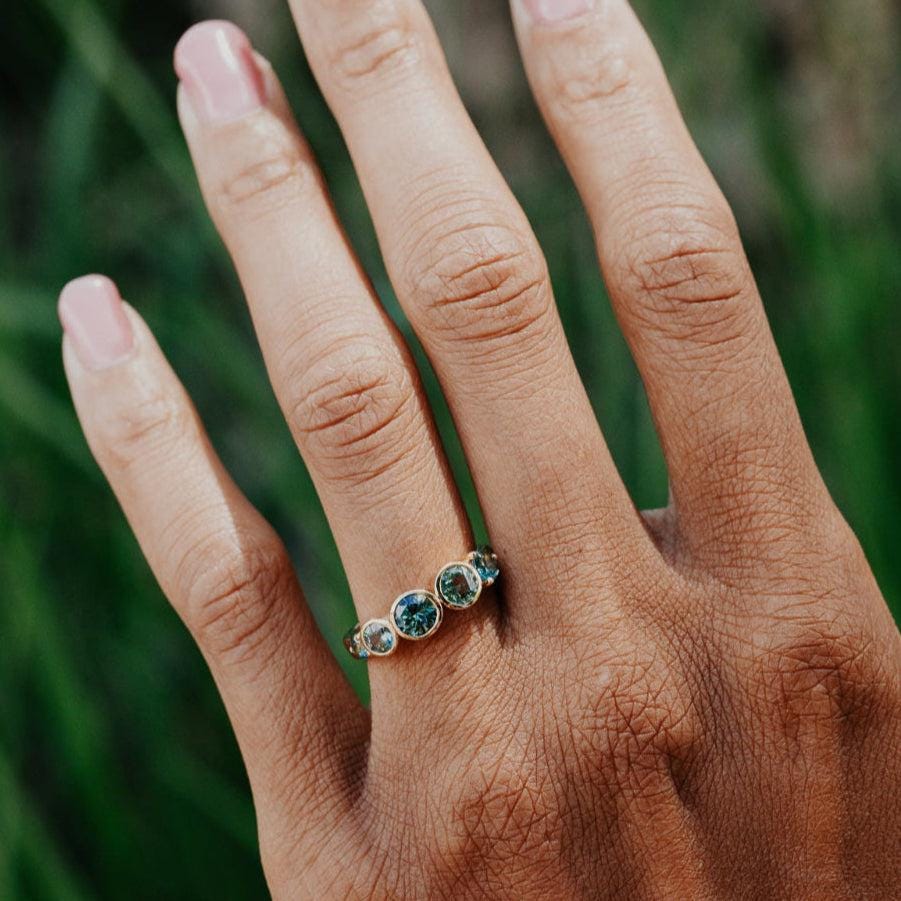 5 Montana Sapphire Bezel Band Silver Stackable Ring | Anima jewels