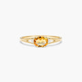 Citrine Oval Halo Dainty Silver Ring | November Birthstone Band | Anima jewels