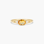 Citrine Oval Halo Dainty Silver Ring | November Birthstone Band | Anima jewels
