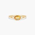 Citrine Oval Halo Dainty Silver Ring | November Birthstone Band | Anima jewels