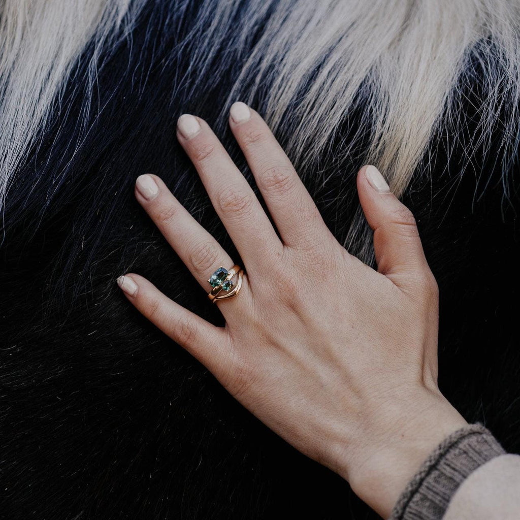 Two Montana Sapphire Prong Ring Silver Stackable Band | Anima jewels