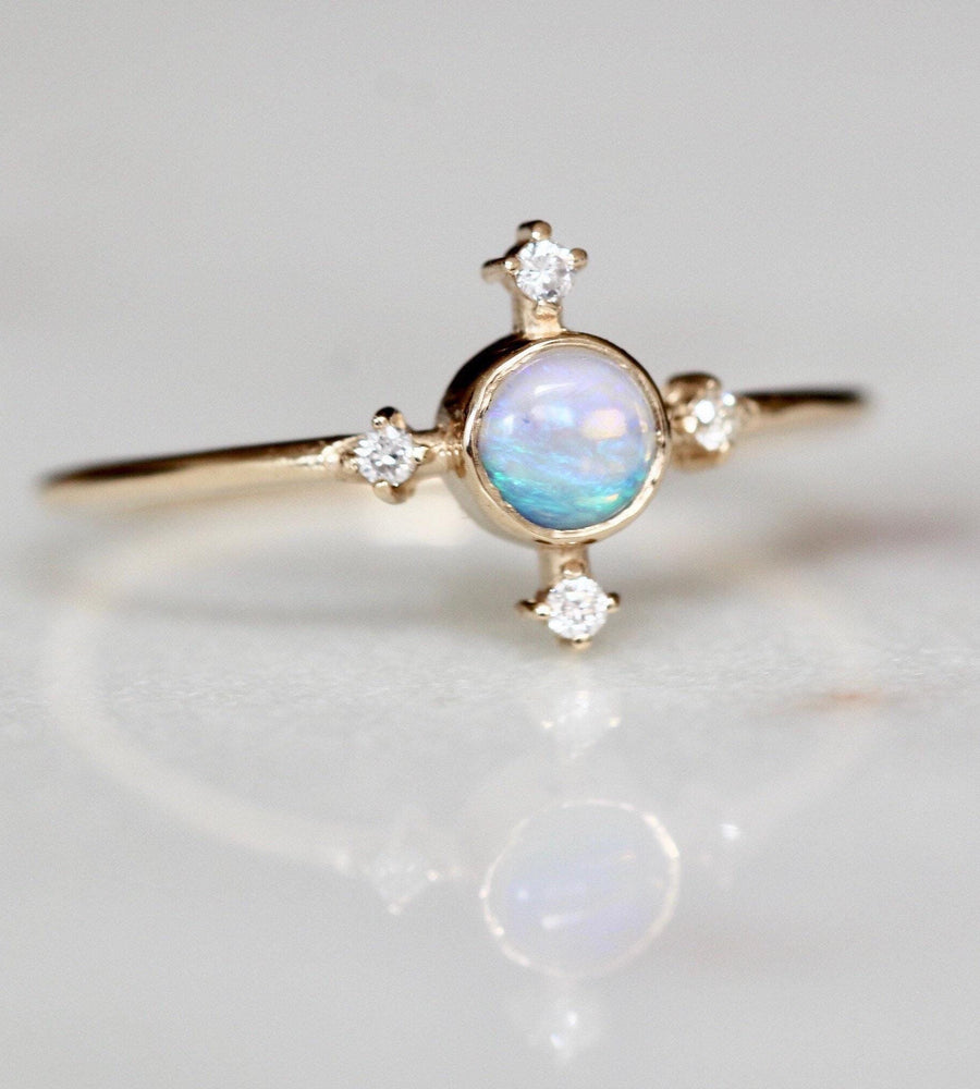 Opal Compass Ring 925 Sterling Silver Celestial Stackable Band | Anima jewels