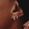 Duo Bezel Round Diamond Stud Earrings in Solid 14k Gold | Anima Jewels