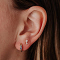 London Blue Topaz Duo Huggie Hoops in 14k Gold Plated Silver | Anima Jewels