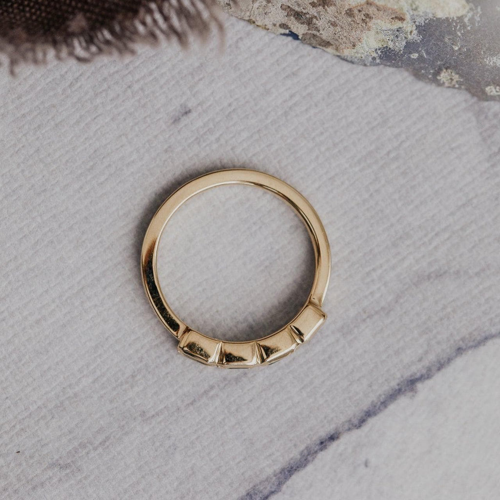 Four Stone Montana Sapphire Emerald Cut Silver Band | Anima jewels