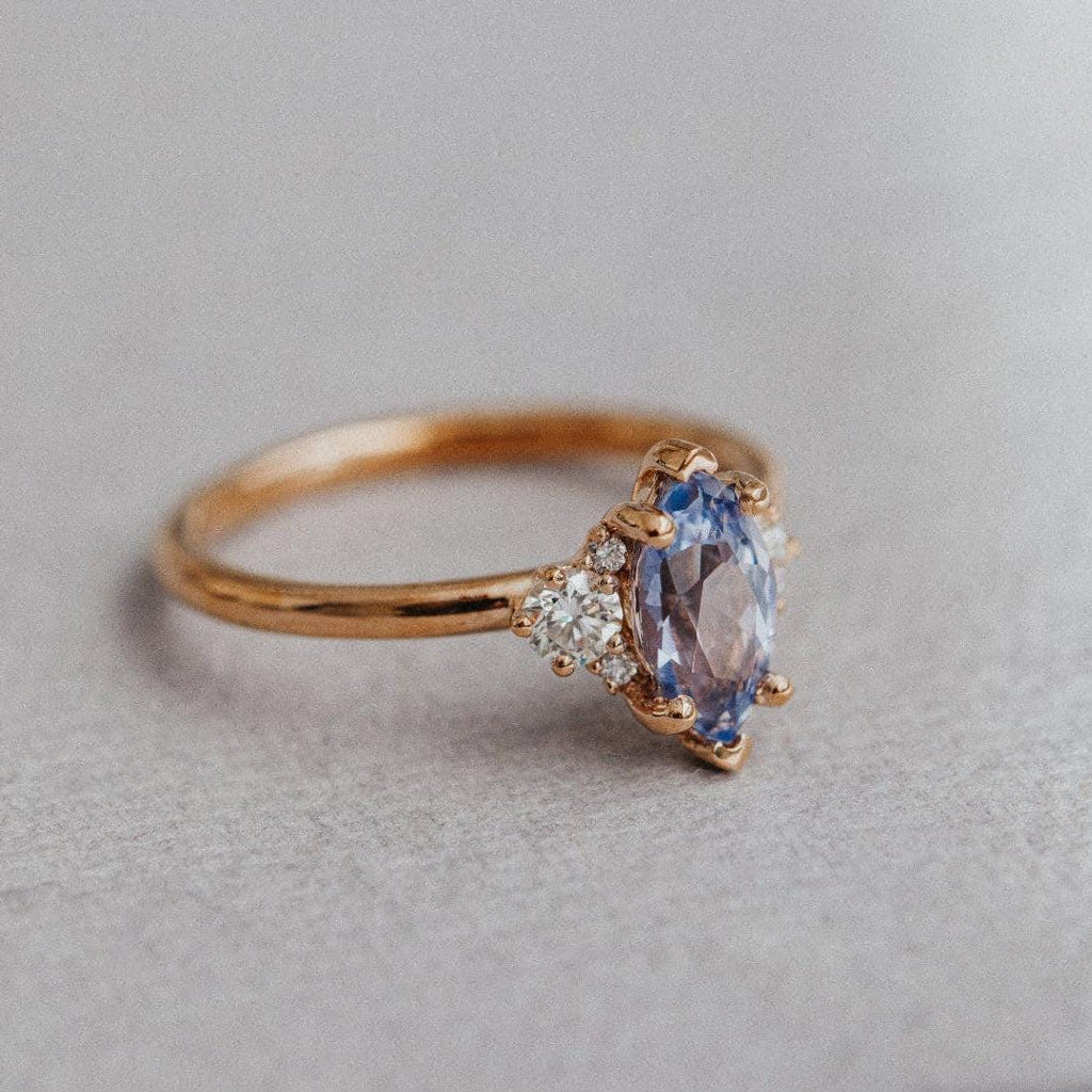 Marquise Tanzanite Engagement Ring Blue Gemstone Cluster | Anima jewels