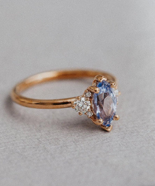 Marquise Tanzanite Engagement Ring Blue Gemstone Cluster | Anima jewels
