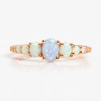 Vintage Oval Opal Engagement Ring | 925 Sterling Silver Halo Band | Anima jewels