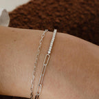 Moissanite Tennis Paperclip Bracelet 14k Gold Hybrid | Anima jewels