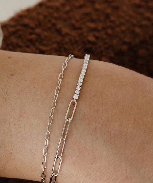 Moissanite Tennis Paperclip Bracelet 14k Gold Hybrid | Anima jewels