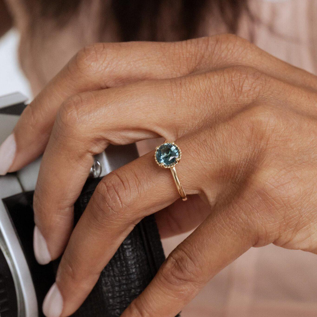 Montana Sapphire Prong Band Silver Blue Stackable Ring | Anima jewels