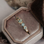 Geometric Hexagon Montana Sapphire Silver Engagement Ring | Anima jewels