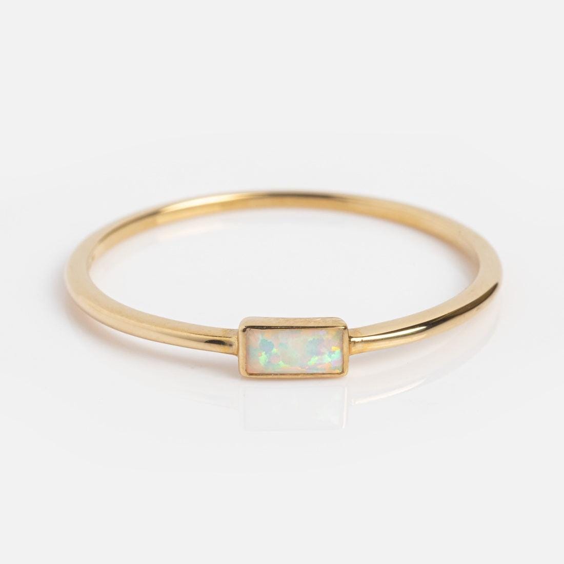 Baguette Opal Ring Dainty 925 Sterling Silver Stacking | Anima jewels
