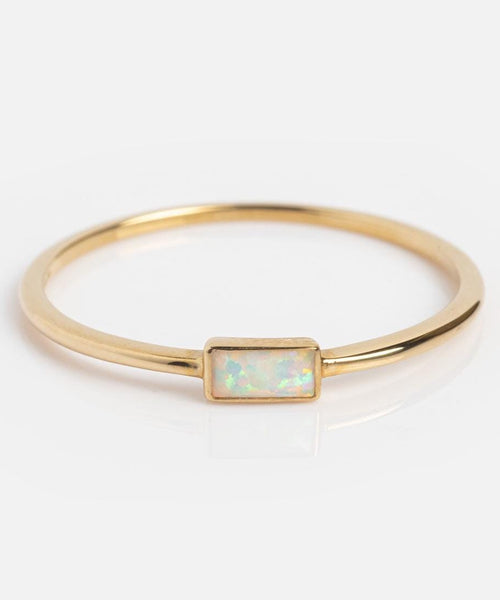 Baguette Opal Ring Dainty 925 Sterling Silver Stacking | Anima jewels