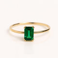 Emerald-Cut Natural Emerald Solitaire Ring | 14K Yellow Gold Art Deco Band | Anima jewels