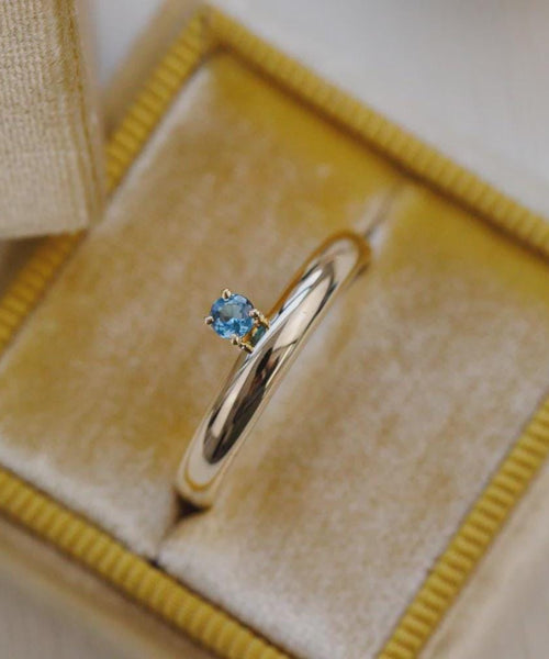 London Blue Topaz Wedding Band Half Eternity Gold | Anima jewels