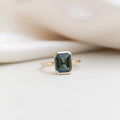 Emerald Cut Montana Sapphire Solitaire Silver Engagement Ring | Anima jewels