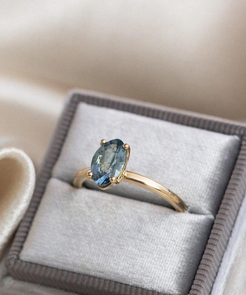Oval Montana Sapphire Ring | 925 Sterling Silver Vintage Solitaire Band | Anima jewels