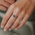 Pear Cut London Blue Topaz Solitaire Silver Engagement Ring | Anima jewels