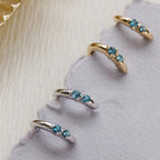 London Blue Topaz Duo Huggie Hoops in 14k Gold Plated Silver | Anima Jewels