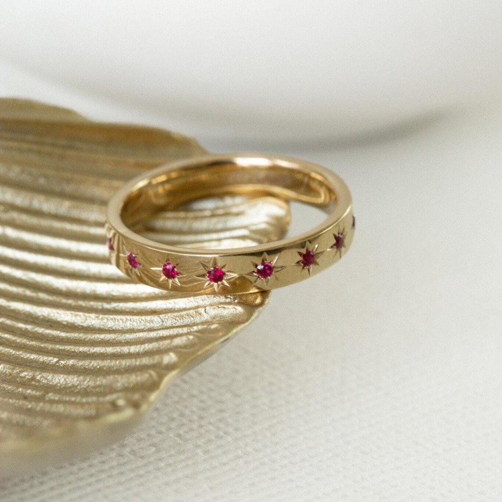 Ruby Pave Wedding Band Thick 925 Sterling Silver Ring | Anima jewels