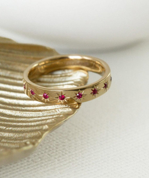 Ruby Pave Wedding Band Thick 925 Sterling Silver Ring | Anima jewels
