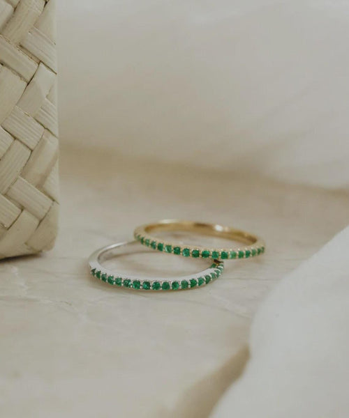 Emerald Wedding Band 925 Sterling Silver Ring | Anima jewels