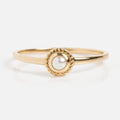 Dainty Pearl Ring | Twisted Bezel Sterling Silver Stacking Band | Anima jewels