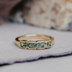 Four Stone Montana Sapphire Emerald Cut Silver Band | Anima jewels