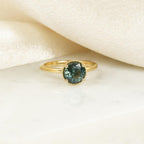 Montana Sapphire Prong Band Silver Blue Stackable Ring | Anima jewels