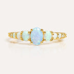 Vintage Oval Opal Engagement Ring | 925 Sterling Silver Halo Band | Anima jewels
