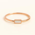 Baguette Opal Ring Dainty 925 Sterling Silver Stacking | Anima jewels