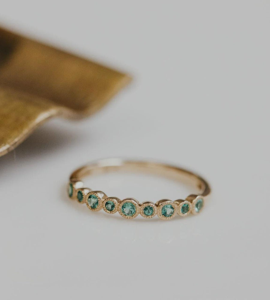 Dainty Emerald Stacking Eternity Ring Silver Modern Band | Anima jewels