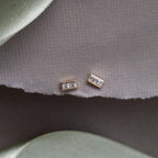 Double Baguette Diamond Bezel Earrings 14k Gold | Anima jewels