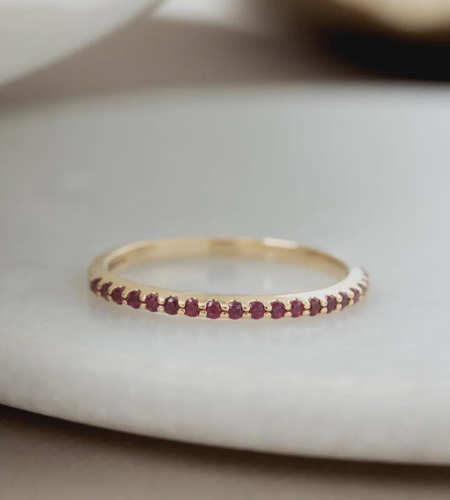 Estelle Ruby Star Band | 925 Sterling Silver Stacking Eternity Ring | Anima jewels