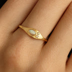 Marquise Opal Starburst Ring | 925 Sterling Silver Celestial Band | Anima jewels