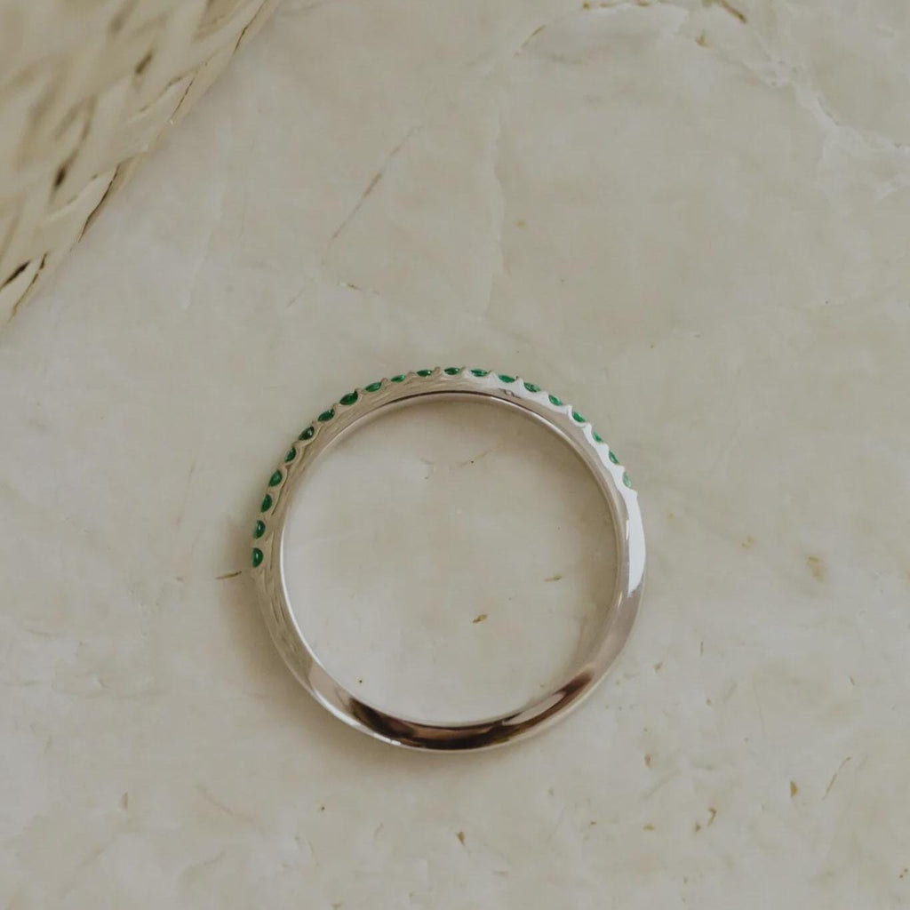 Emerald Wedding Band 925 Sterling Silver Ring | Anima jewels