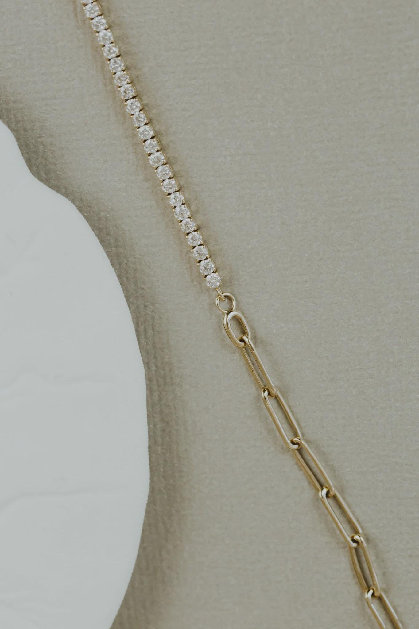 Moissanite Tennis Paperclip Bracelet 14k Gold Hybrid | Anima jewels