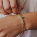 Emerald Tennis and Paperclip Mixed Link Bracelet in 14k Gold Plated Silver | Anima Jewels