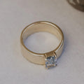 Emerald Cut Aquamarine Cigar Band Silver Statement Ring | Anima jewels
