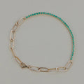 Emerald Tennis and Paperclip Mixed Link Bracelet in 14k Gold Plated Silver | Anima Jewels
