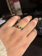 Geometric Hexagon Montana Sapphire Silver Engagement Ring | Anima jewels