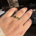 Geometric Hexagon Montana Sapphire Silver Engagement Ring | Anima jewels