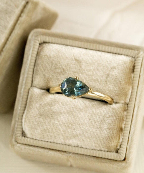 Pear Montana Sapphire Ring | 925 Sterling Silver Teardrop Solitaire Band | Anima jewels