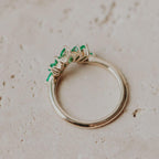 Emerald Sunburst Wedding Band Silver Marquise & Baguette Ring | Anima jewels