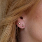 Double Baguette Diamond Bezel Earrings 14k Gold | Anima jewels