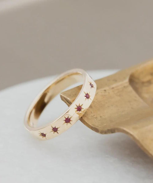 Ruby Pave Wedding Band Thick 925 Sterling Silver Ring | Anima jewels