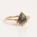 Pear Labradorite Drop Ring | 925 Sterling Silver Boho Engagement Band | Anima jewels