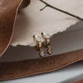Diamond Hoop and Dangle Huggie Earrings | 14k Yellow Gold .63 ct Drop | Anima jewels